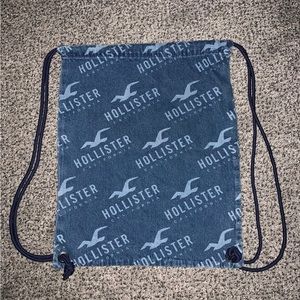 Hollister denim drawstring travel bag backpack